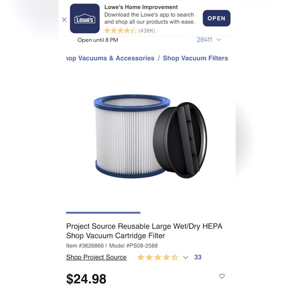 Universal Wet/Dry HEPA Vacuum Filter, new - Picture 2 of 7